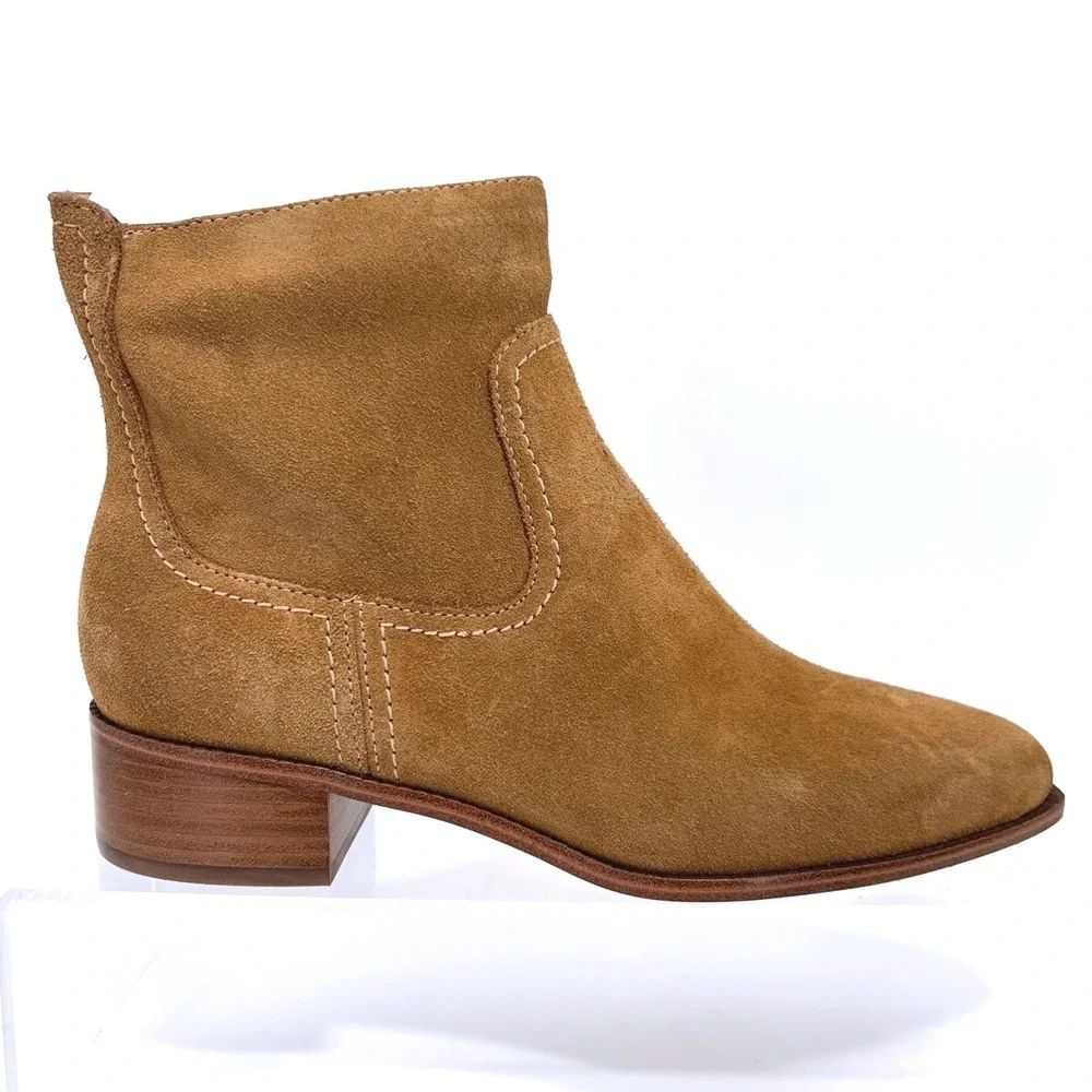 Cole Haan Size 7 Suede Ankle‎ Boots NEW Chestnut Brown Leather Block Naia $180